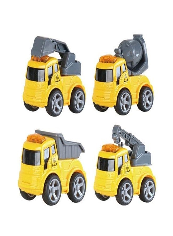 GoldiMec Pack of 4 Mini Construction Dumper Excavator Crane Cement Mixer Truck Set Toy(Yellow, Pack of: 4) - Image 1